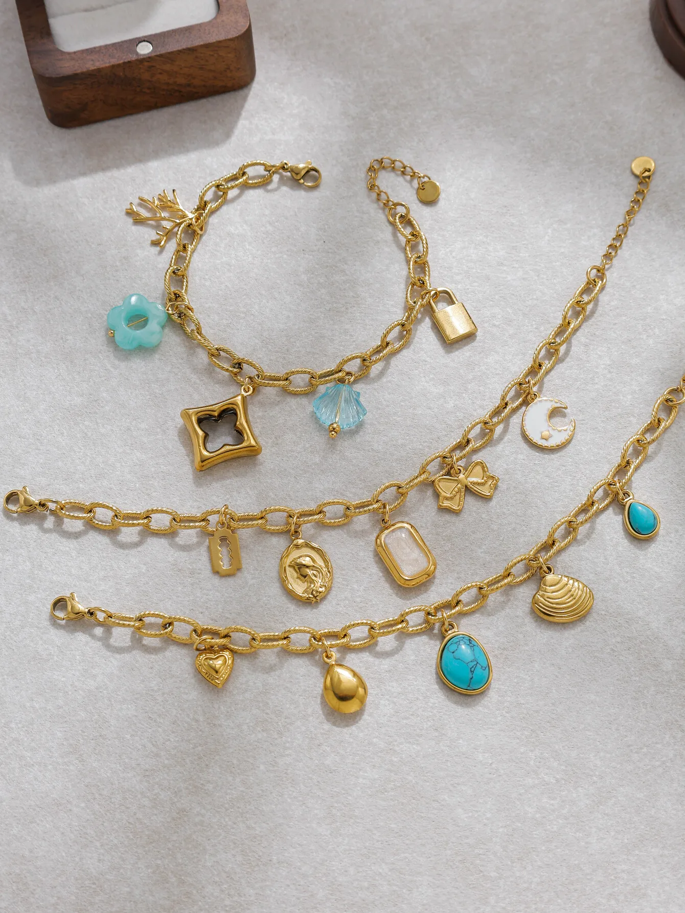 سوار ساحر جديد بسيط مع قلادة على شكل نجمة من الأكريليك الفيروزي من الفولاذ المقاوم للصدأ، مثالي لمجوهرات السماء المرصعة بالنجوم للسيدات