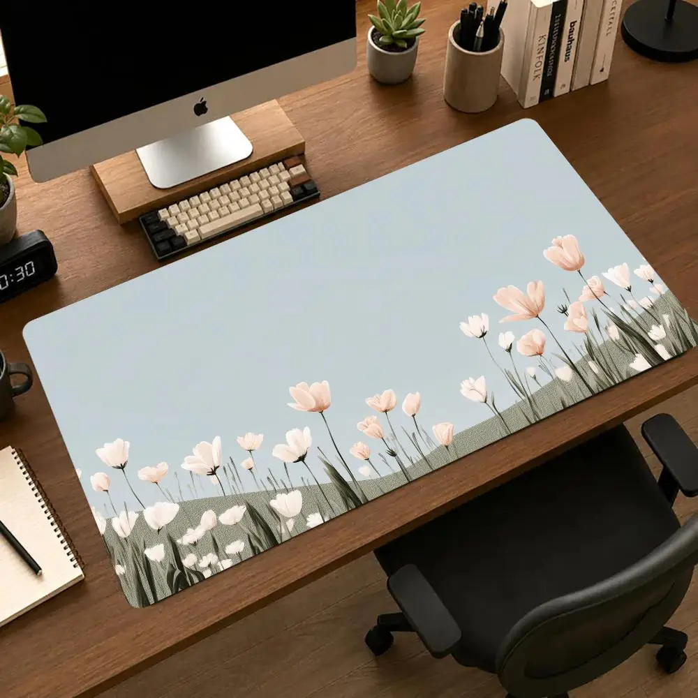 Spring Flowers Mousepad Pc Accessories Desk Interior Gaming Mats Carpet Mouse Mat Desk Pad Office Decor Gamer Setup Decoration