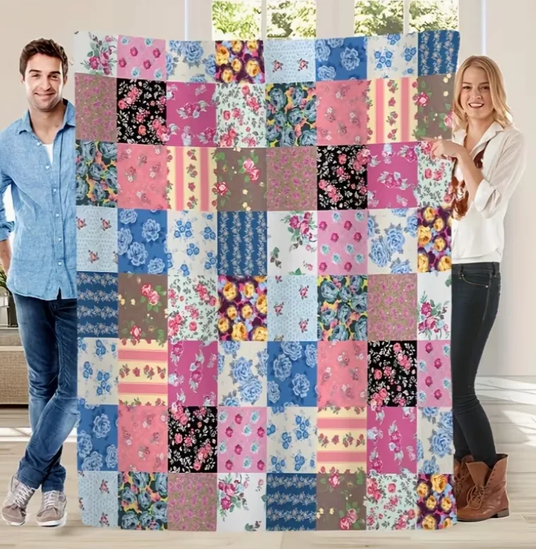 Couverture en flanelle douce et chaude à motifs floraux, multicolore, impression numérique, toutes saisons, résistante aux déchirures, lavable en machine