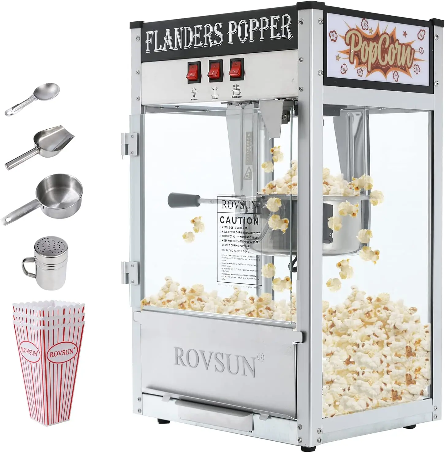 

Popcorn Machine Movie Theater Style with 8 Ounce Kettle Makes Up to 32 Cups, Countertop Popcorn Maker Commercial Popcorn Machine