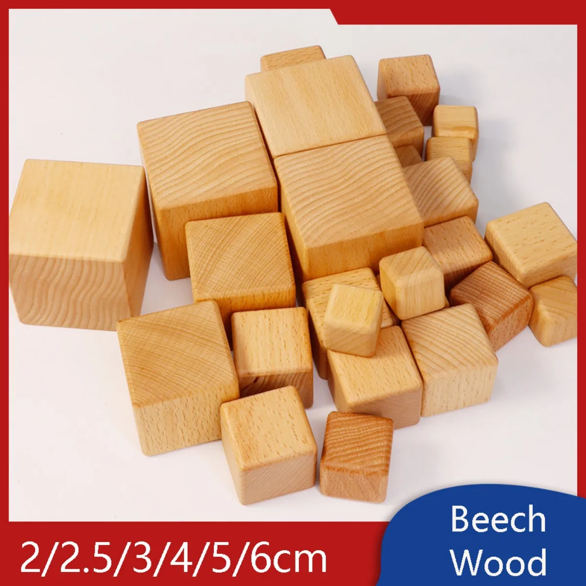 Solid Beech Wood Cube Rounded Corners Cubic Wooden Blocks Surface Finshed with Wax Oil 2cm 2.5cm 3cm 4cm 5cm 6cm