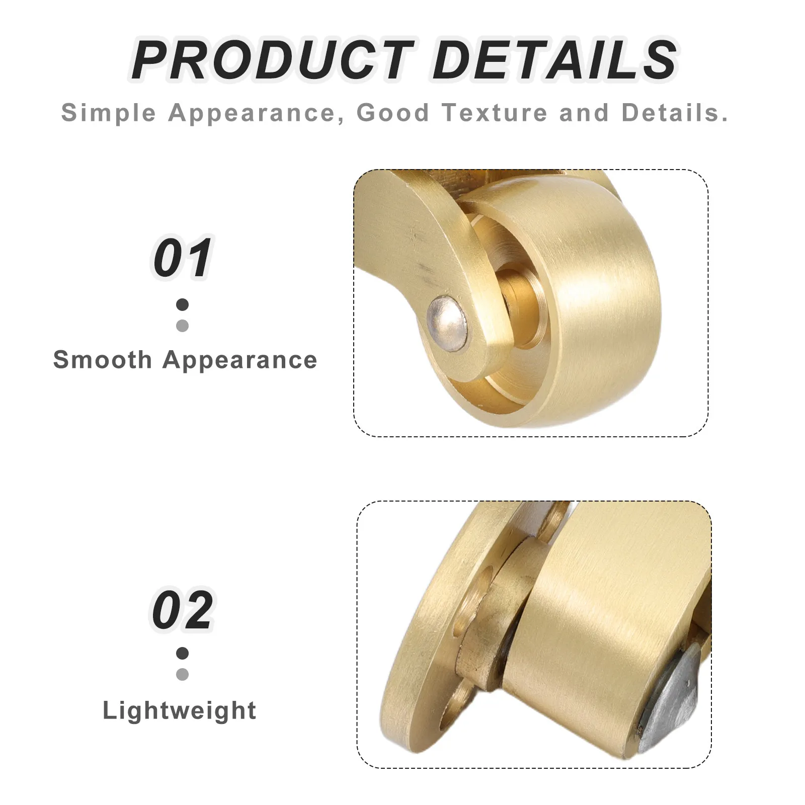 2Pcs Brass Furniture Swivel Casters 1 Inch Heavy Duty Rolling Wheels Flat Base Low Noise Chair Suitcase Dining Cart Cabinet