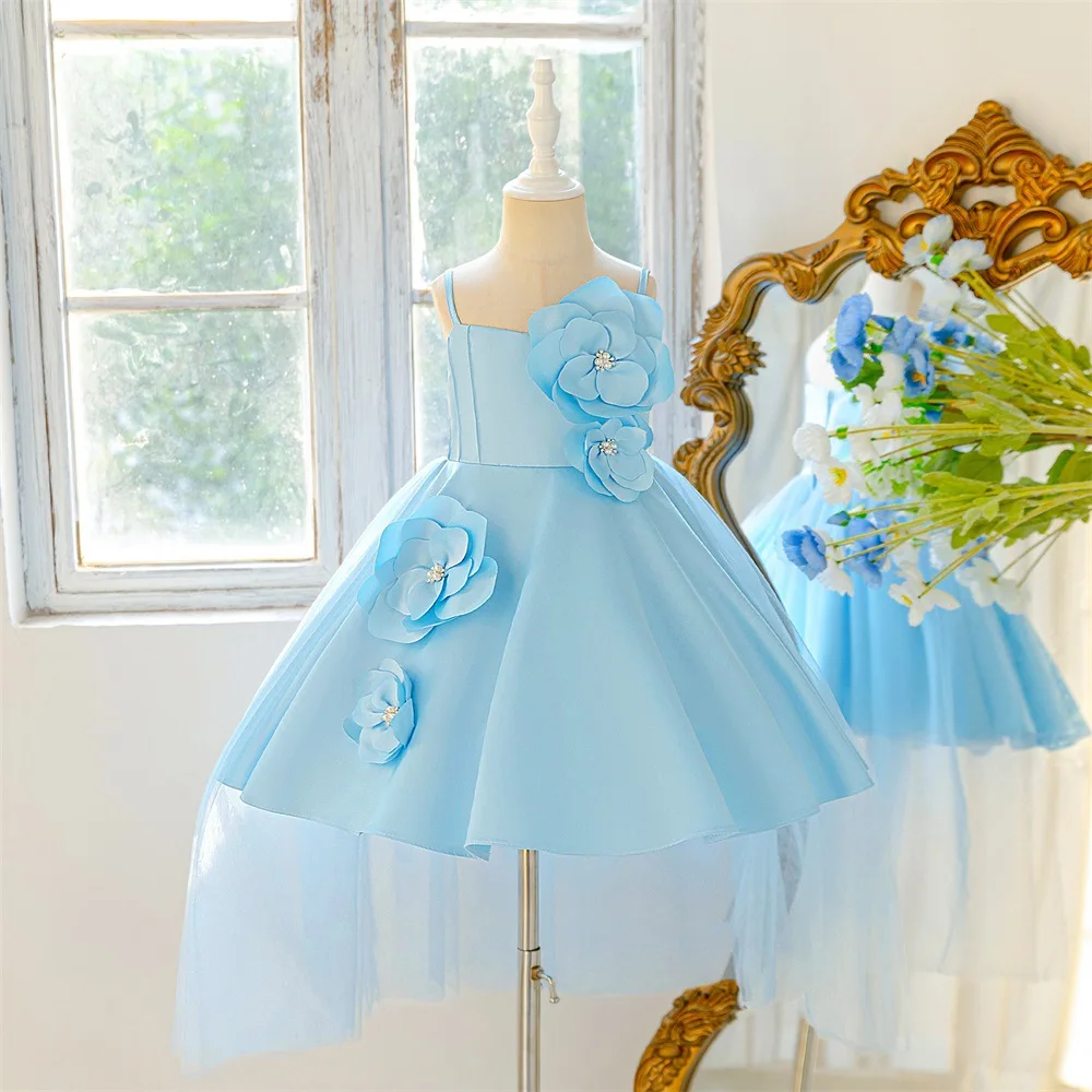 

Summer Flower Party Prom Girls Dresses Wedding Bridesmaid Princess Dress for Girl School Graduation Evening Kids Clothes ASQ03