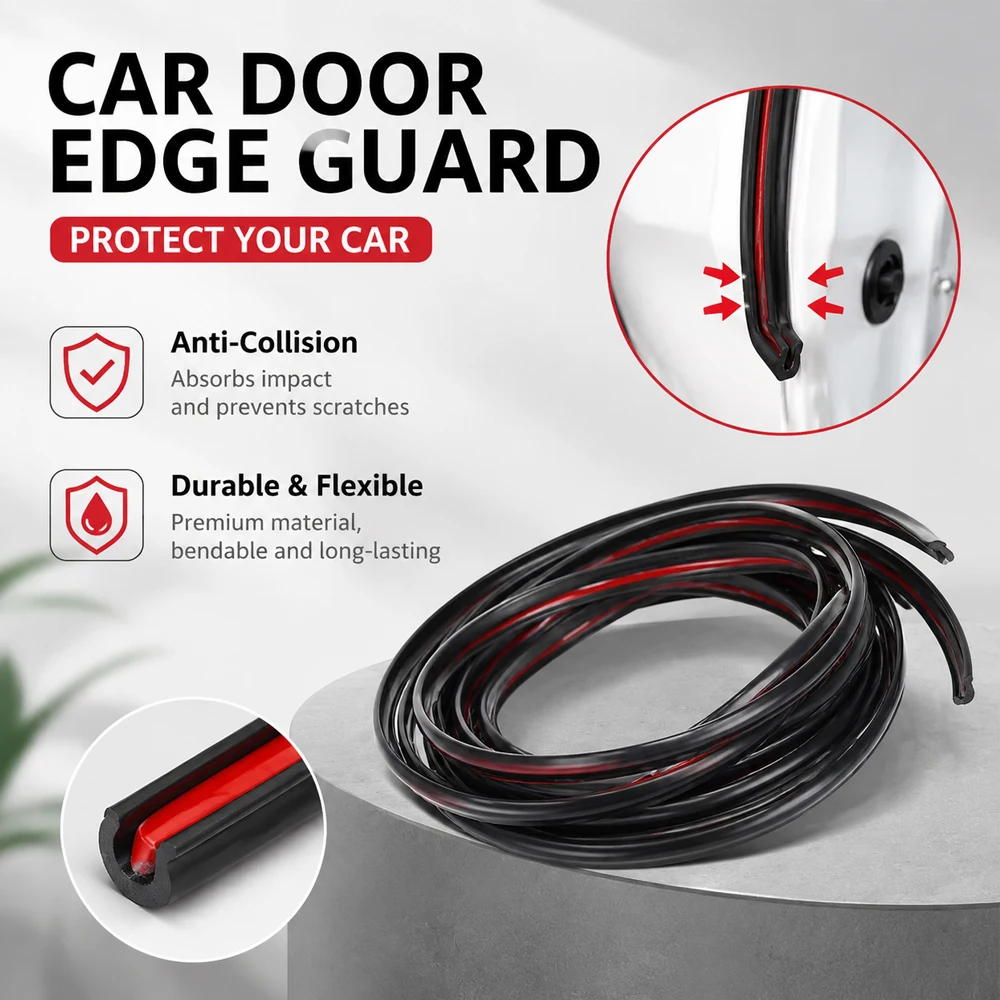 Car Door Edge Protector Auto Door Trim Anti-Collision Seal Strip Rubber Weatherproof Anti-Scratch Vehicle Safety