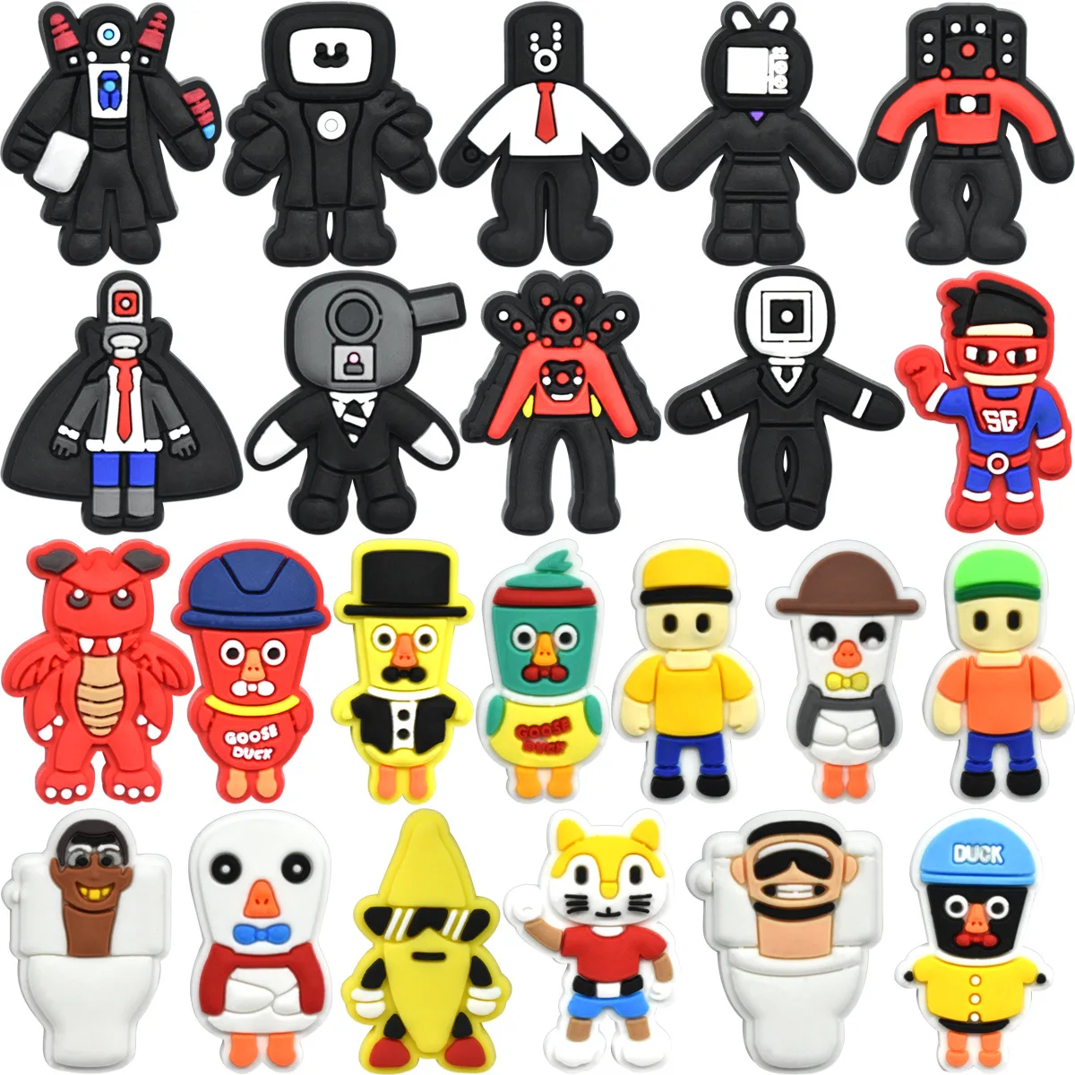 lots wholesale wooden man PVC shoe Charms Buckle combination Fit Wristbands accessories Decoration Bands gift unisex party