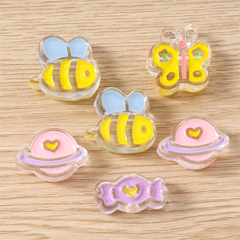 5 Stück Cartoon-Tier-Charms, Harz-Bienen- und Schmetterlings-Abstandshalter, lose Charms-Perlen für die Schmuckherstellung, Armbänder, Halsketten, DIY-Bastelarbeiten, Geschenke – Detail 10