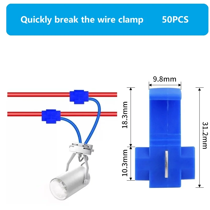 50pcs Wire Cable Connectors Scotch Lock Electric Quick Splice Terminals Crimp Non Destructive Without Breaking Line blue