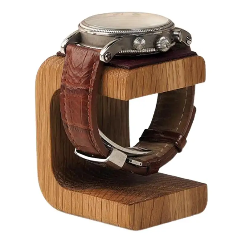 Watch Display Holder Elegant Watch Display Tower With Leather Pad Solid Wood Single Watch Display Watch Stand For Men Women