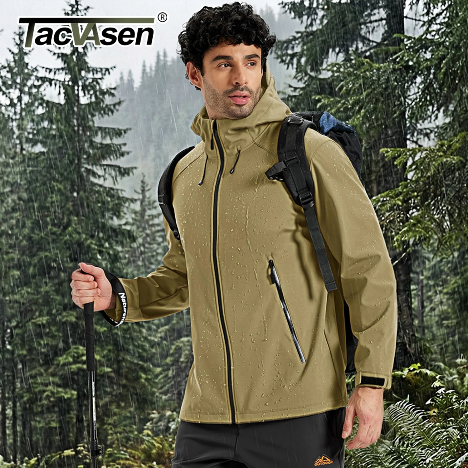 

TACVASEN Waterproof Softshell Jacket Men's Winter Fleece Lightweight Hooded Rain Coat Winter Windbreaker Hiking Ski Travel