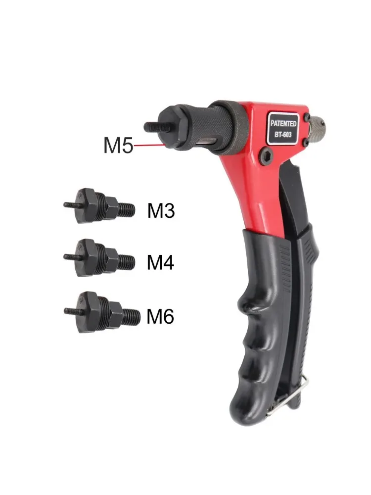 Pistola per dadi per rivetti con una sola mano da 8 pollici, rivetto manuale con mandrino filettato inseribile, utilizzata per rivettatura dell'utensile M3 M4 M5 M6 dado