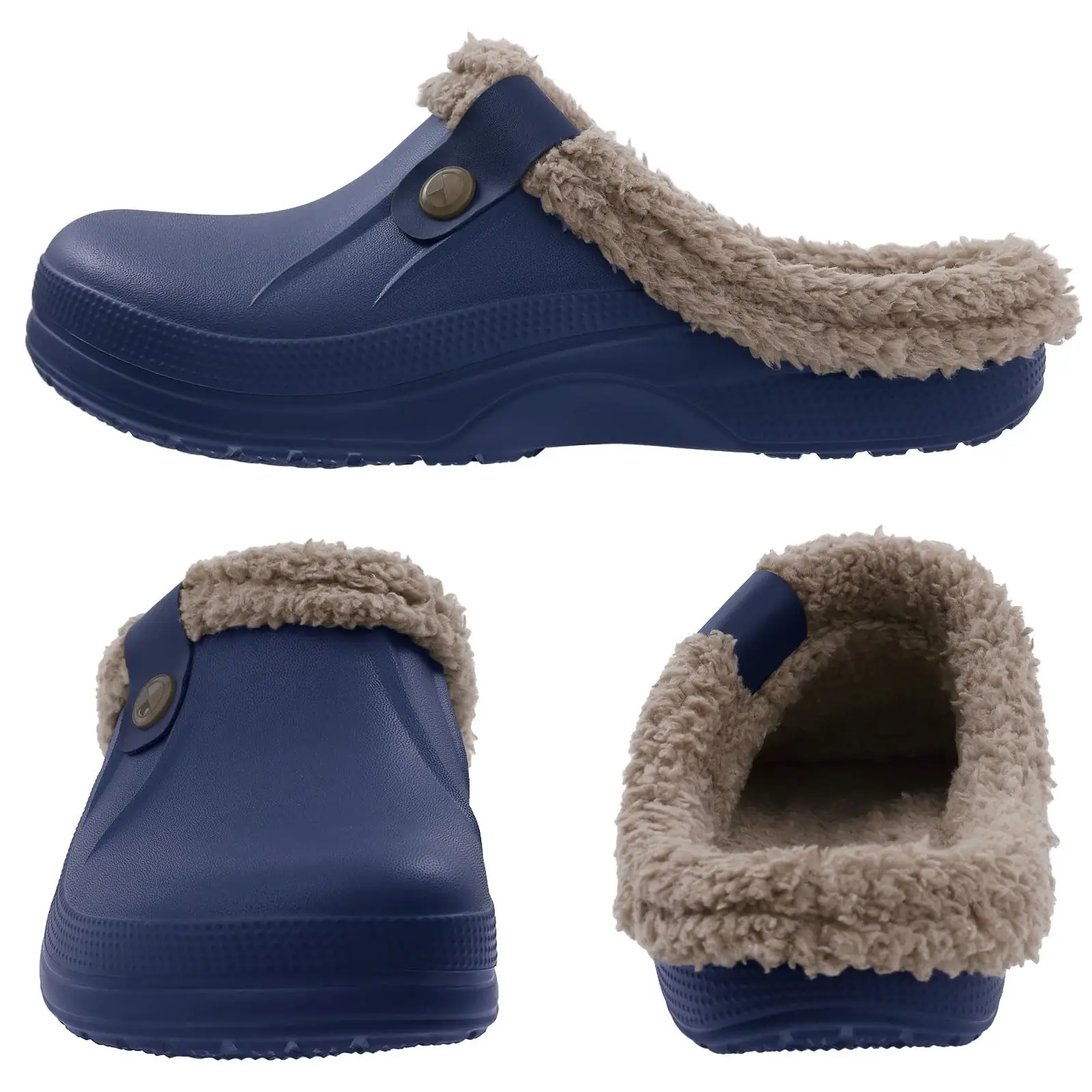 Lächeln Winter Pelz Gefüttert Clogs Frauen Fuzzy Hausschuhe Männer Warme Hausschuhe Erwachsene Outdoor Wasserdichte Hausschuhe Komfort Garten Clogs – Detail 26
