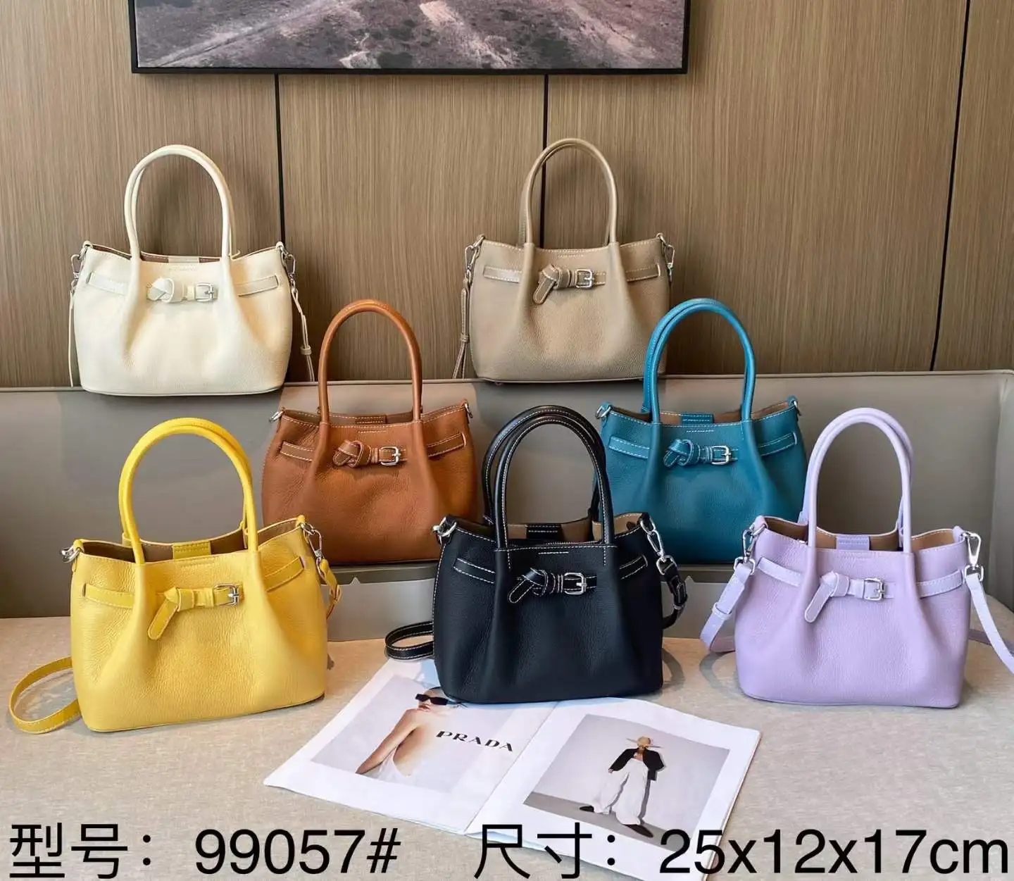 

New top-grain cowhide handbag, stylish,versatile,multi-compartment,with visible stitching details,genuine leather crossbody bag