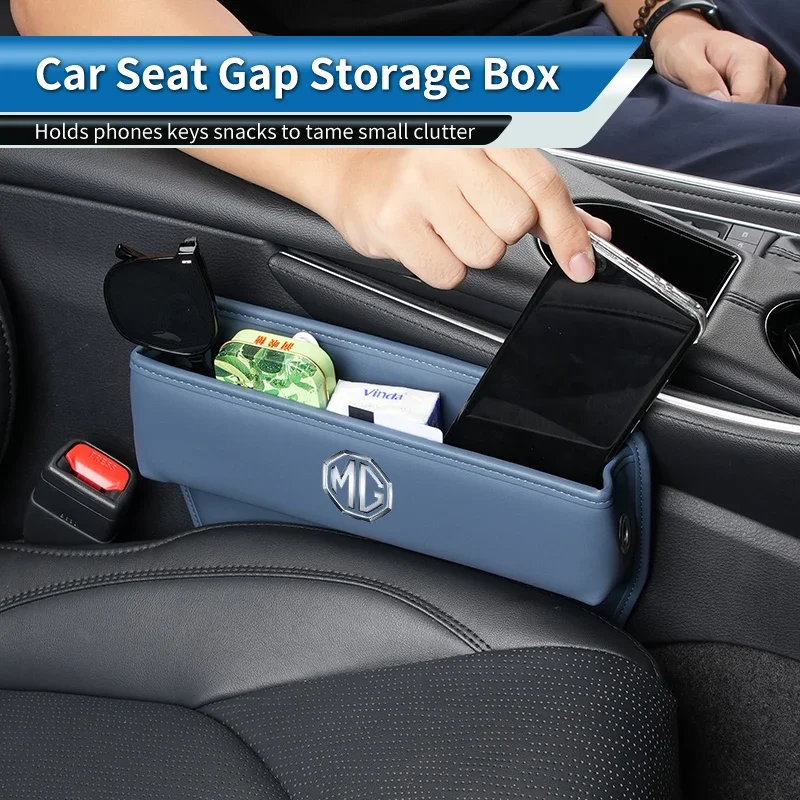 Car Seat Gap Storage Box Side Seam Organizer Anti Leak Pocket For MG ZS HS MG4 MG5 Mulan GT, Leather Crevice Storage Holder Auto 3