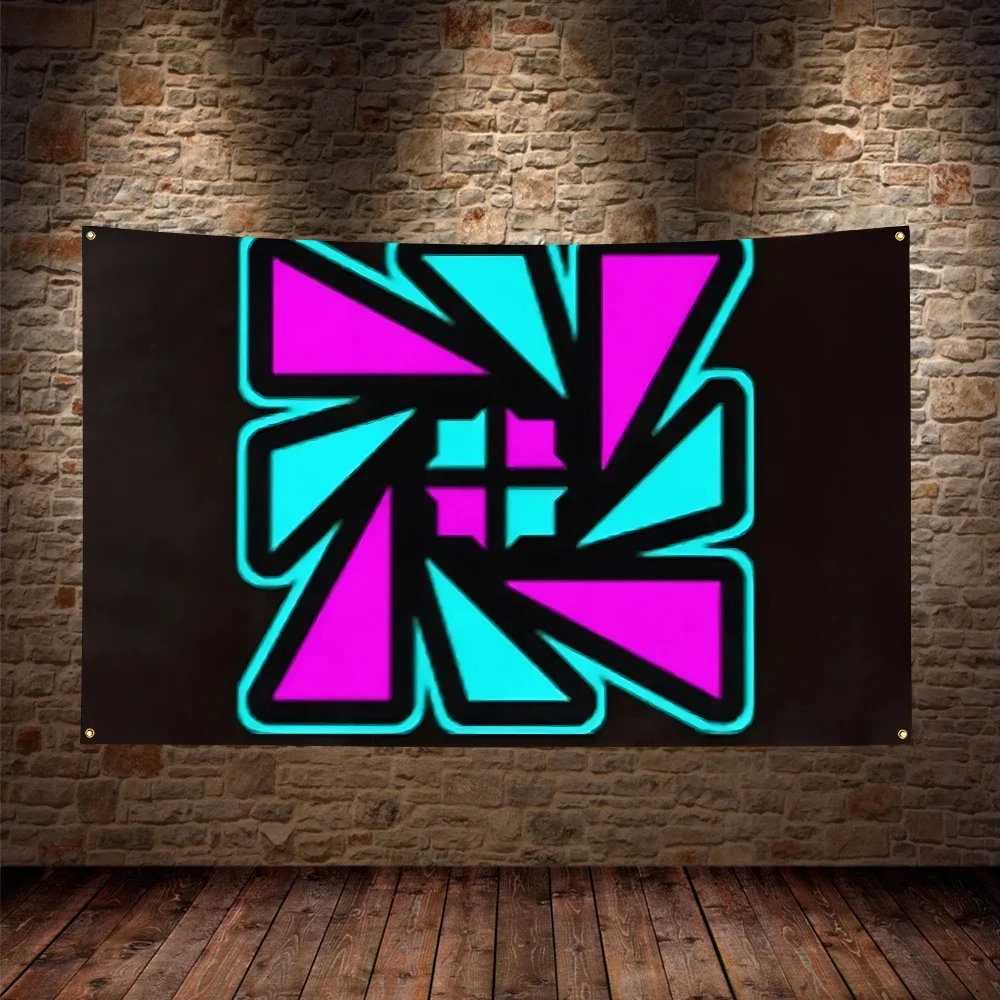 Video Game Geometry Dash Flag Polyester Digital Printing Banner For Bedroom Wall Art Tapestry Decoration Flag