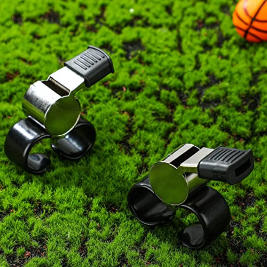 2 Pieces Finger Grip Whistle Official Hockey Referee Whistle Football Soccer Hand Held Whistle Metallic Loud Sports Whistle wit