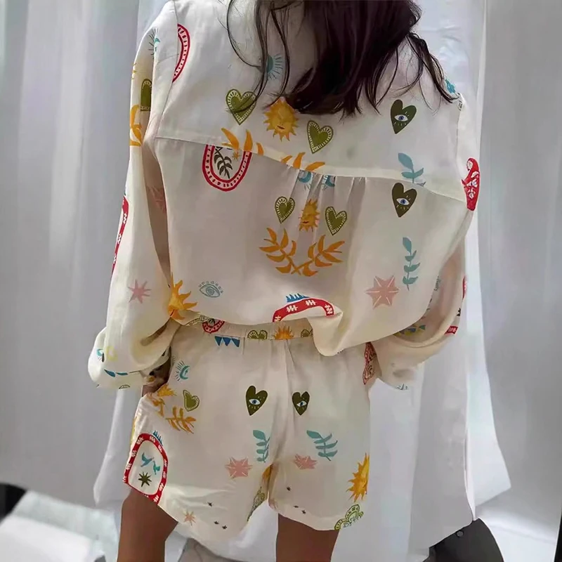 

Summer New Pattern Print Shirts&Shorts Two Piece Hawaii Loose Vacation Outfits Elegant Single Breasted Pocket Pants Leisure Sets