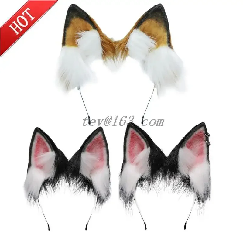 Pelúcia Animal Orelhas Do Cão de Cabelo Hoop para Meninas, Lolita Adorável Handmade Festa Headdress, Anime Cosplay, Kawaii Acessórios