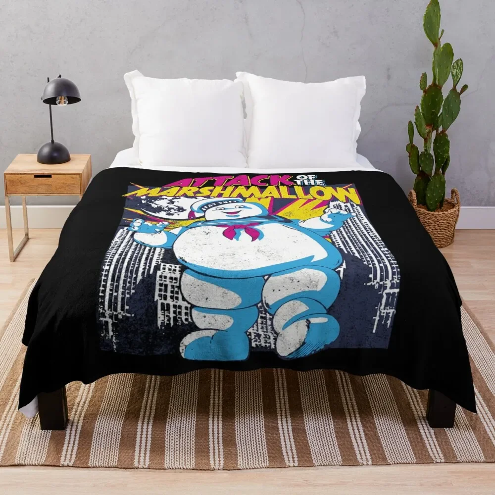 

A.ttack Of The Marshmallow - Ghostbusters Throw Blanket Soft Beautifuls For Decorative Sofa Bed Fashionable Blankets