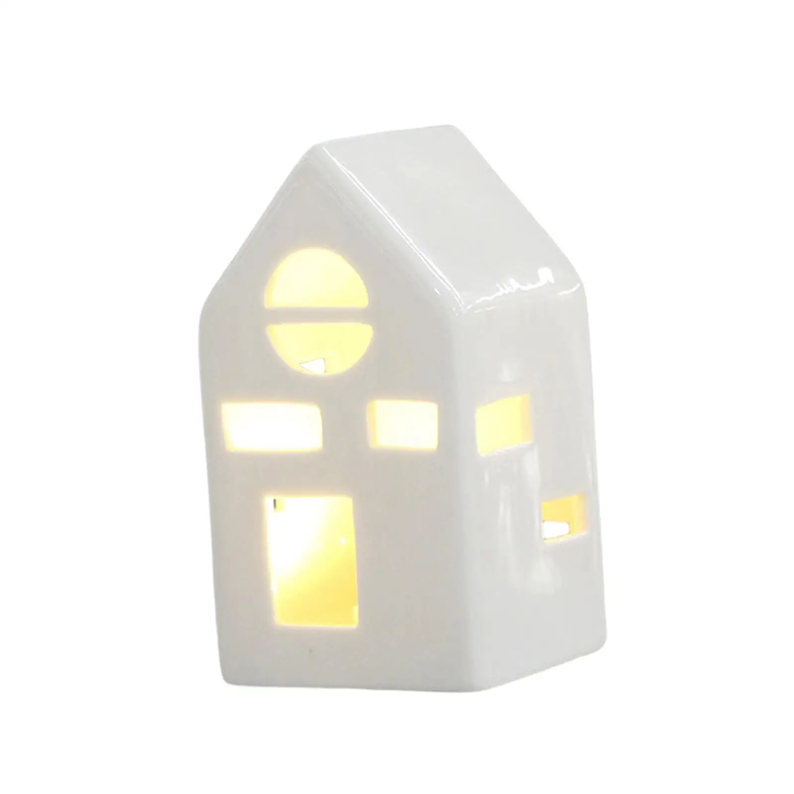 Ceramic House with LED Desktop LED Night Lamp for Hallway Bedroom Bathroom