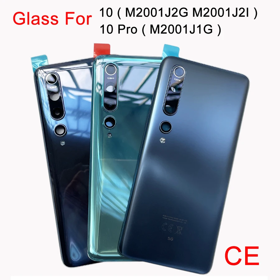 A+++ Back Battery Cover Door Rear Glass For Xiaomi Mi 10 5G Battery Cover Housing Case with Camera Lens Mi 10 Pro 5G