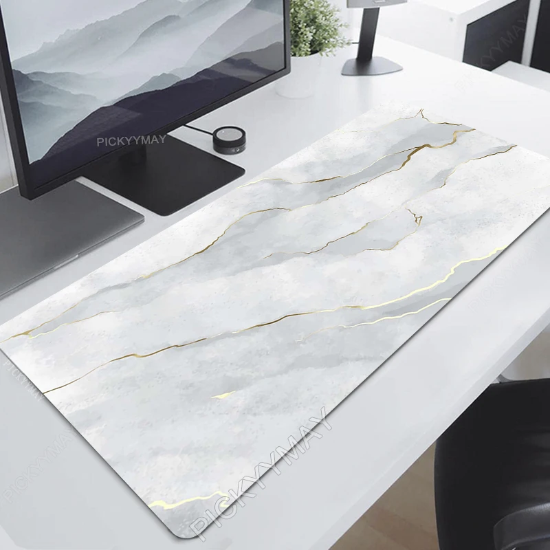 

Mouse Pad Marble Large Gamer Mousepad Keyboard Mat XXXL Mouse Mats 31.4x11.8in Rubber Desk Pad Mausepad Stitched Edge