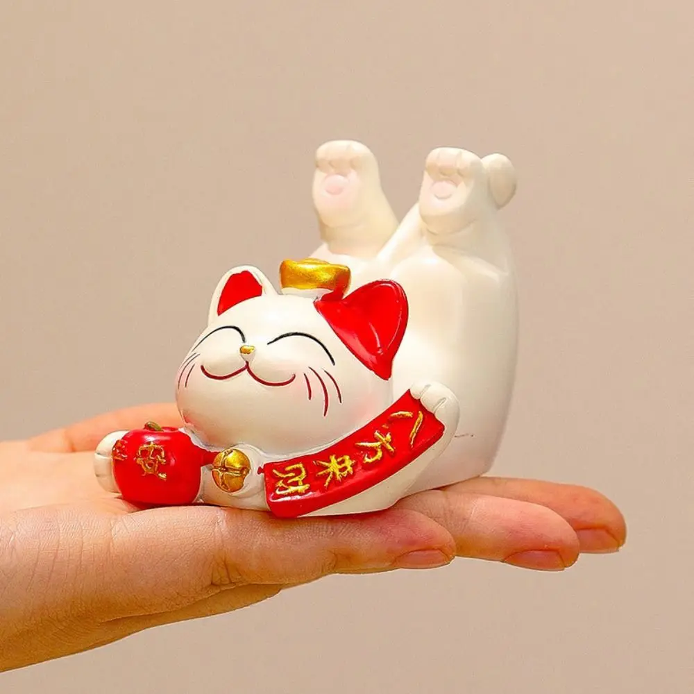 

Миниатюрная фигурка-подставка для телефона «Кот удачи» из смолы, изысканная подставка для мобильного телефона в виде животного, реалистичная, в китайском стиле