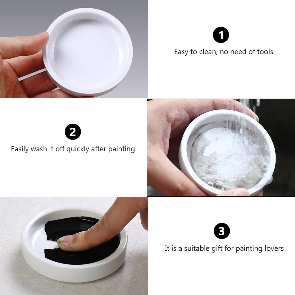 Tray Ceramic Ink Disc Palette Plate Dish Pigment Ceramics Paint Painting Tool White Color Mixing