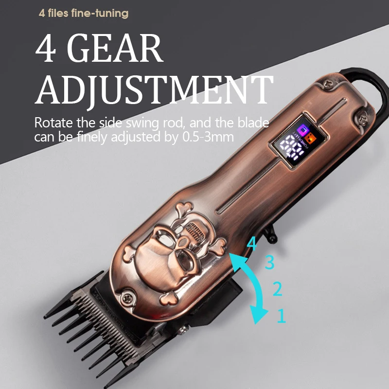 Kemei-cortadora de pelo profesional inalámbrica para hombre, máquina eléctrica ajustable con pantalla Digital LED, recargable, para Barba