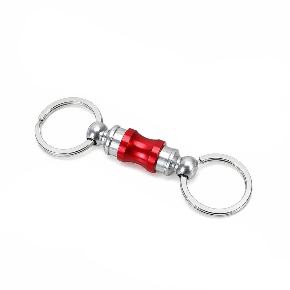 Double Headed Quick Release Keychain 360° Rotation Aluminum Alloy Detachable Keychain Retractable Compact Pull Apart Key Rings