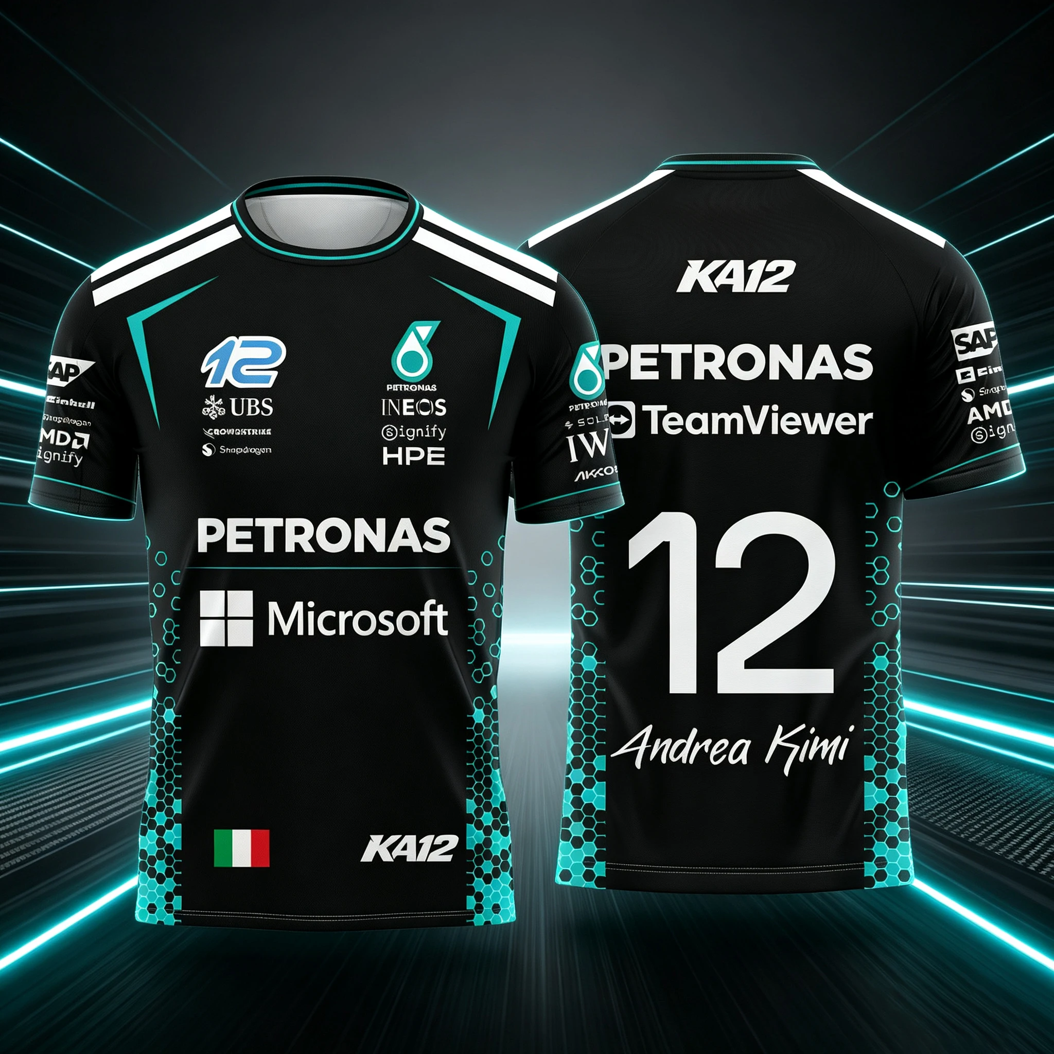 2026 New Kimi Antonelli and George Russell Racing Fan Men's T-Shirt, 2026 New Outdoor Sports Breathable Family Matching Clothing