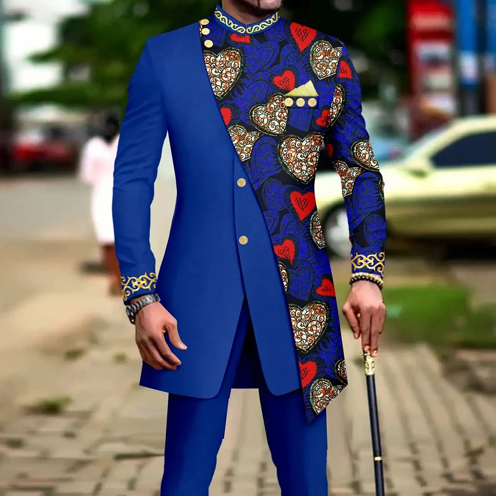 SOLOVEDRESS Men's 2-Piece Suit Embroidery Print 5