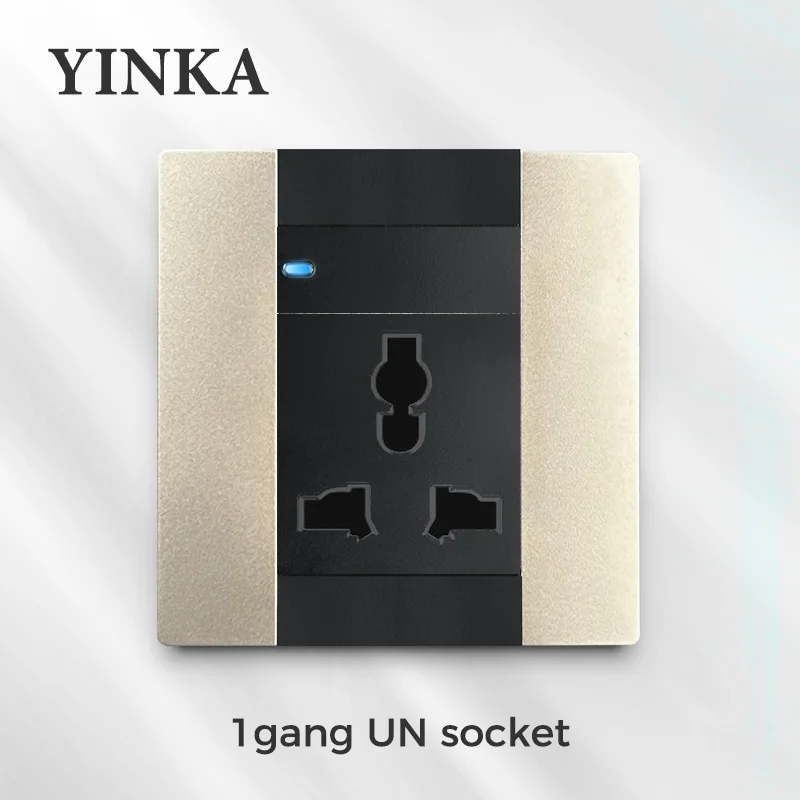 YINKA Reset Point Switch Curry Silver 86 Type Household UK Socket With Switch Panel Wall Air Conditioning 15A Outlet