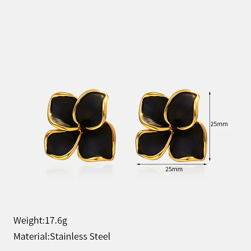 موضة جديدة ملونة قطرة الزيت زهرة أقراط مطلية بالذهب الفولاذ المقاوم للصدأ البوهيمي رومانسية مجوهرات هدايا الحفلات اليومية للنساء #6