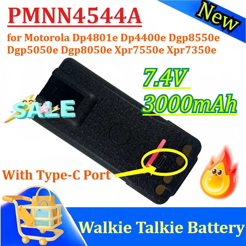 

PMNN4544A Replacement Battery 7.4V 3000mAh for Motorola Dp4801e Dp4400e Dgp8550e Dgp5050e Dgp8050e Xpr7550e Xpr7350e With Type-C