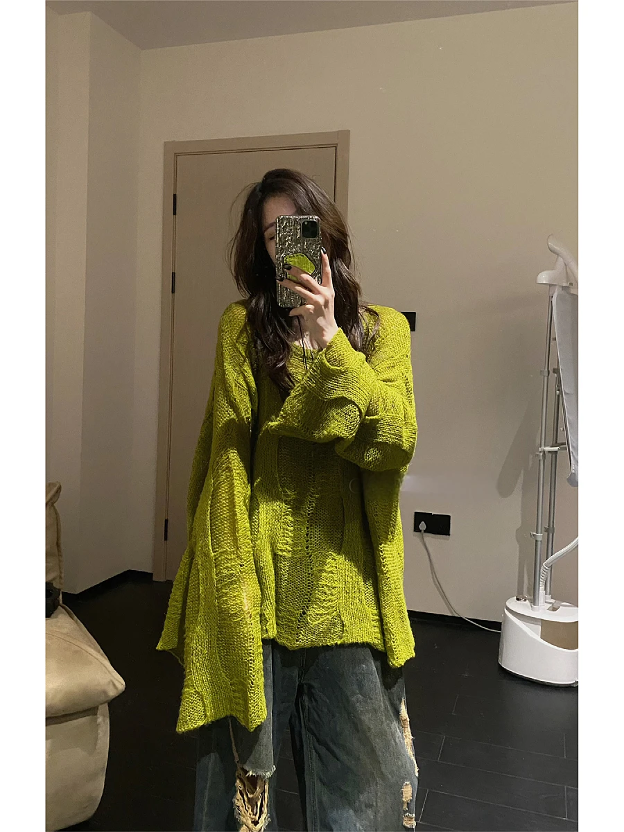 Loose Fit Long Sve een gebreide trui Koreaanse Sle Casual vroege herfst top voor dames plus maat Design Sensation