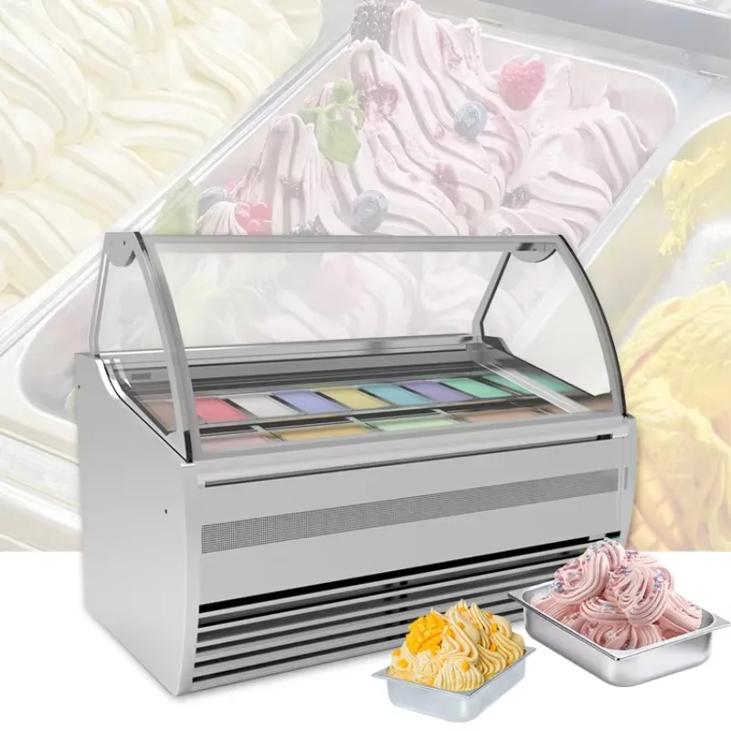 Hot Sale Ice Cream Display Freezer Gelato Display Case Dipping Refrigerated Cabinet