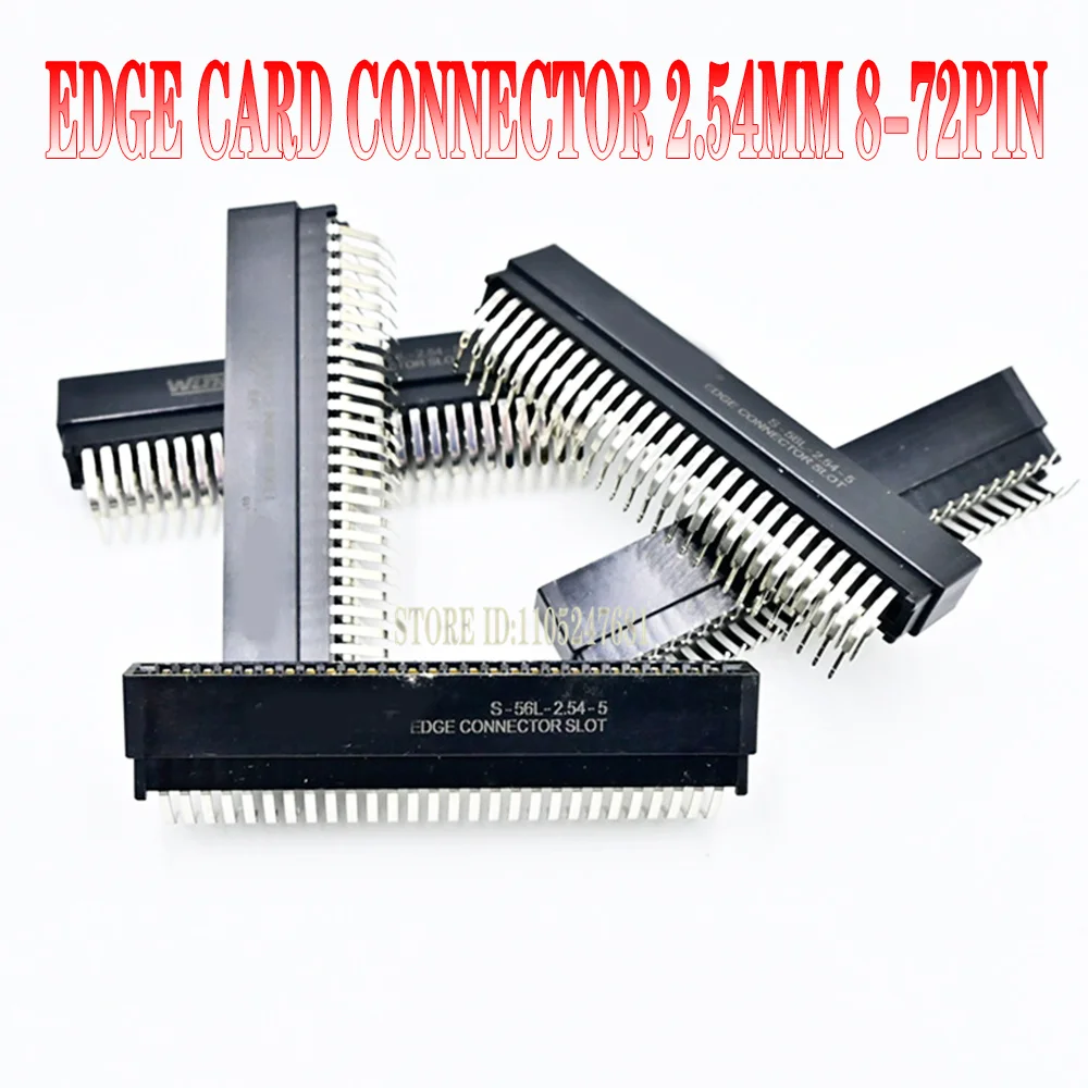 5pcs Right Angle Card Connector Slot 2.54 Mm Pitch 8/10/12/16/18/20/28/30/36/40/50/60/72/80/98 Pin Pcb Gold Finger Socket
