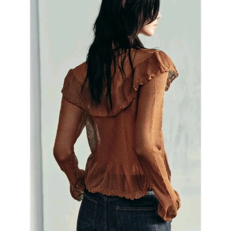 Romantic Sle Women's Knitted Outerwear High Collar Long Sve Polyester Fiber Cardigan New Autumn Collection 00405