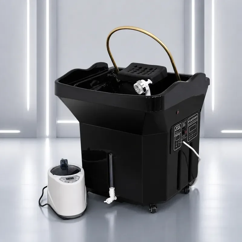 Portable Hair Fumigation Water Circulation Shampoo Basin with Movable Head Treatment Instrument and Splicing Beauty Bed