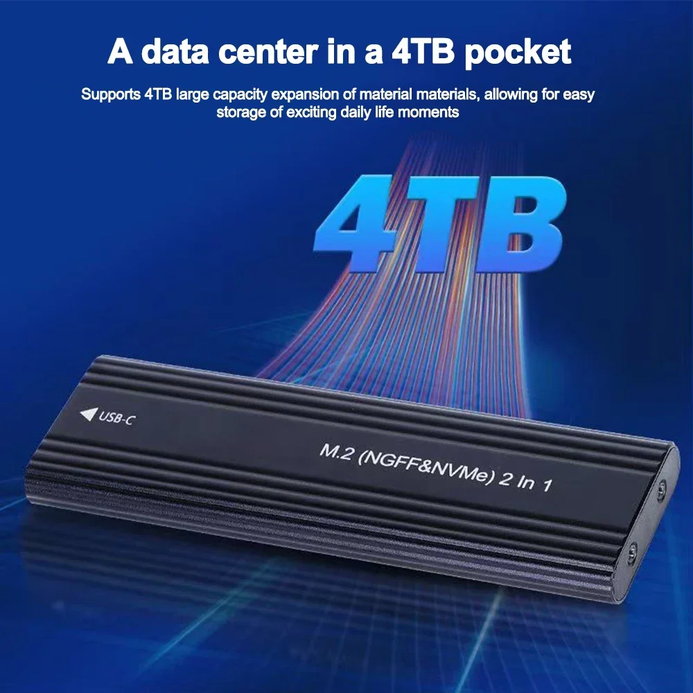 M.2 NVMe SATA SSD Enclosure 10Gbps Single/Dual Protocol M.2 to USB Type C 3.1 SSD External Hard Drive Case Support M Key/B+M Key image 4