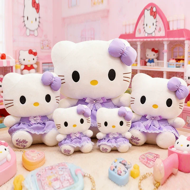 

Cute Kt Cat Plush Toy Lavender Purple 30-55cm Stuffed Animals Plush Sleeping Doll Soft Comfortable Hug Pillow Cushion Girl Gift
