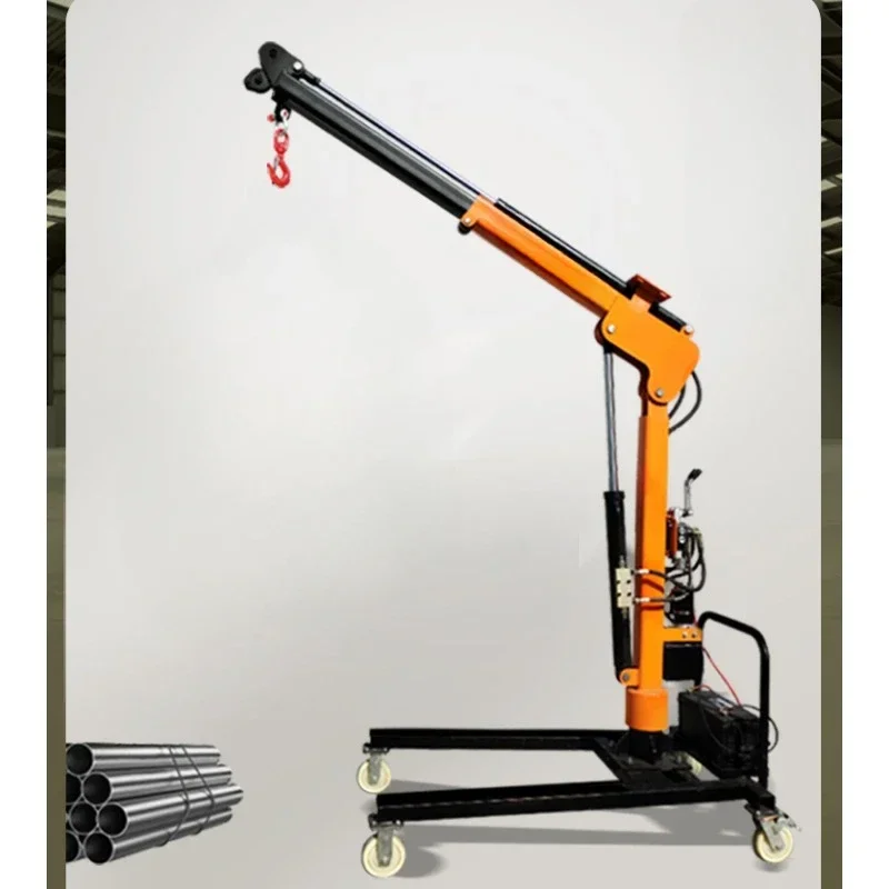 Electric hydraulic small crane hoist 1 ton househo lifting crane remote control rotation simple vehicle-mounted