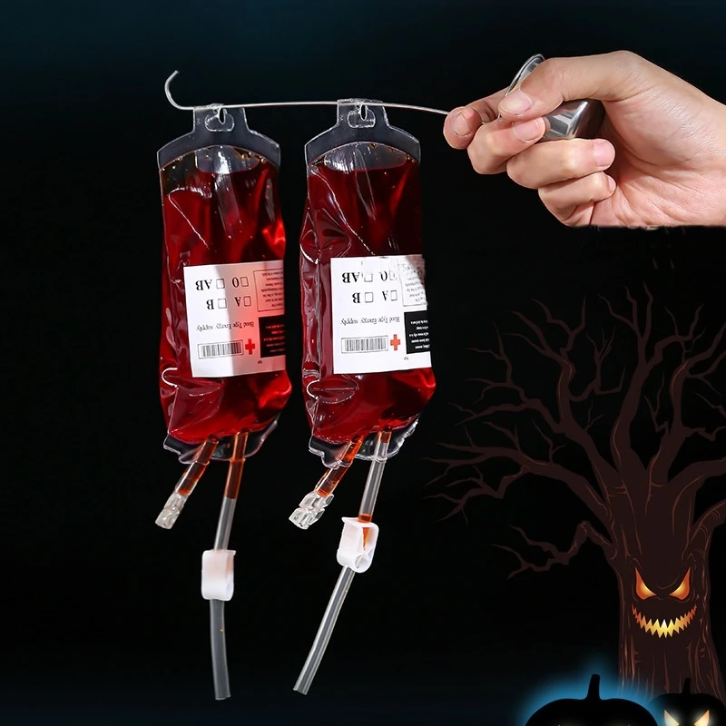Transparent Food Grade PVC Drink Bag Vampire Blood Bag Cosplay Pouch Props Halloween Party Decoration Supplies Cocktail Set