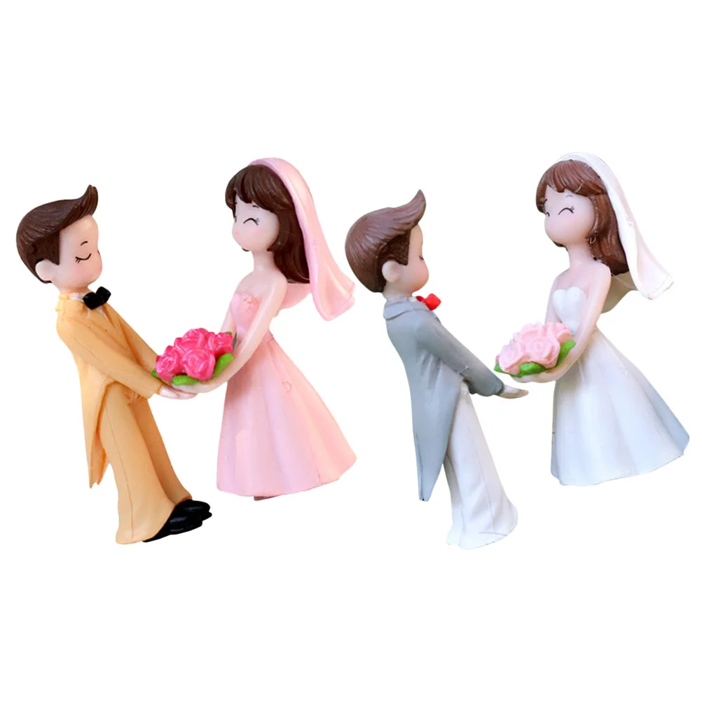 2 Pairs Memorial Wedding Decoration Adorn Lovely Dash Board Bride Groom Shape Bridegroom