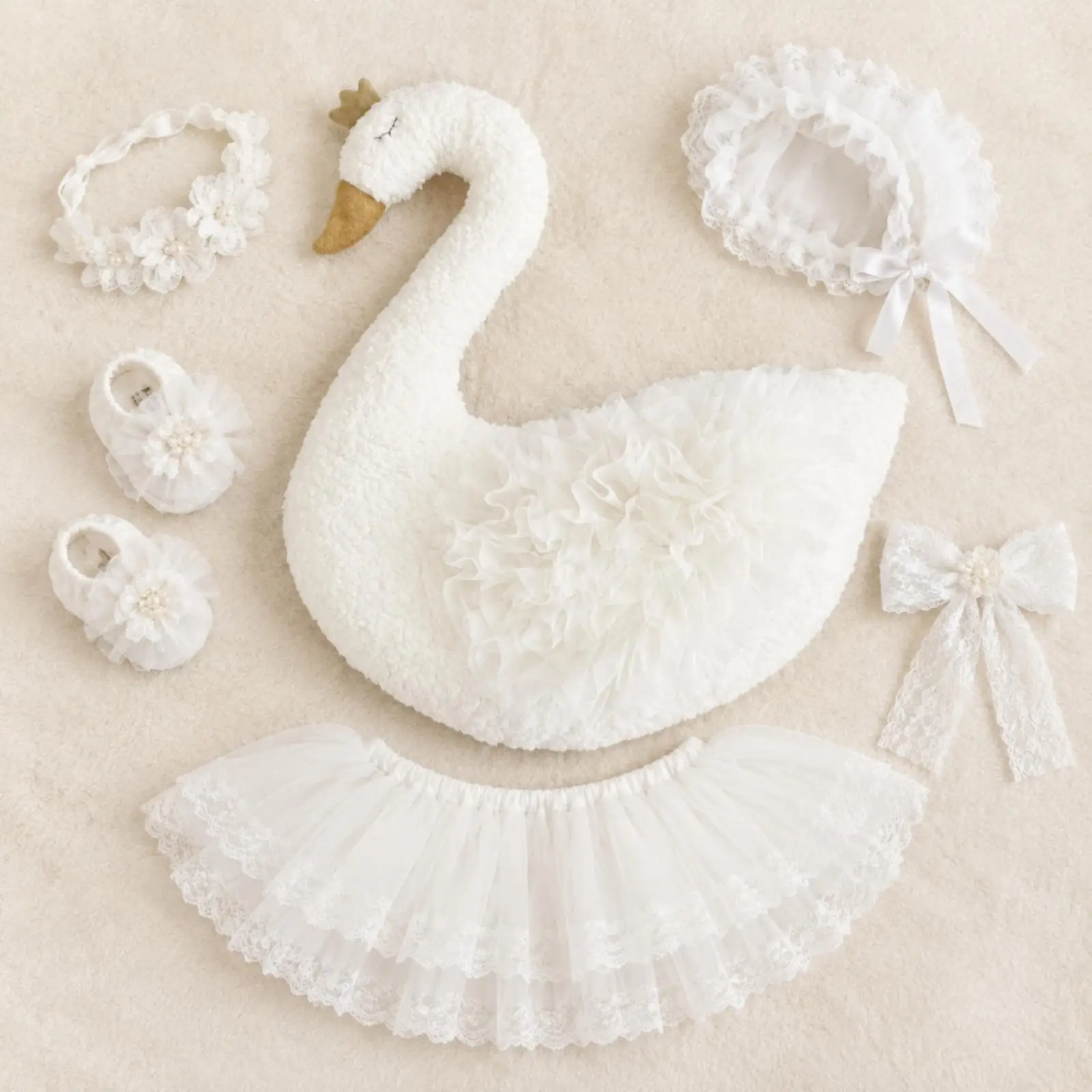 Newborn Photo Prop Soft Swan-Shaped Newborn Photography Prop Professional