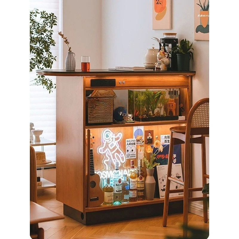 living room rock slab partition island table Japanese side cabinet storage wine cabinet storage cabinet small apartment