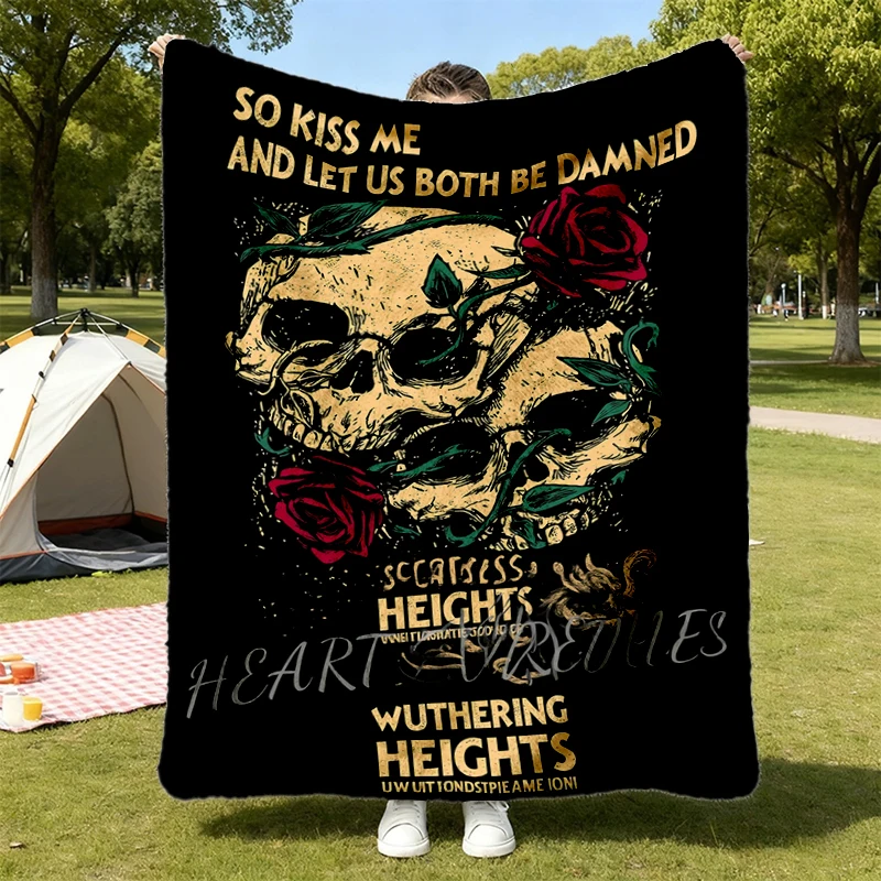 Wuthering Heights Flannel Blanket, Emily Bookish, Gothic Romance Literary Flannel Throw, Gothic Romance Classic Cozy Bla