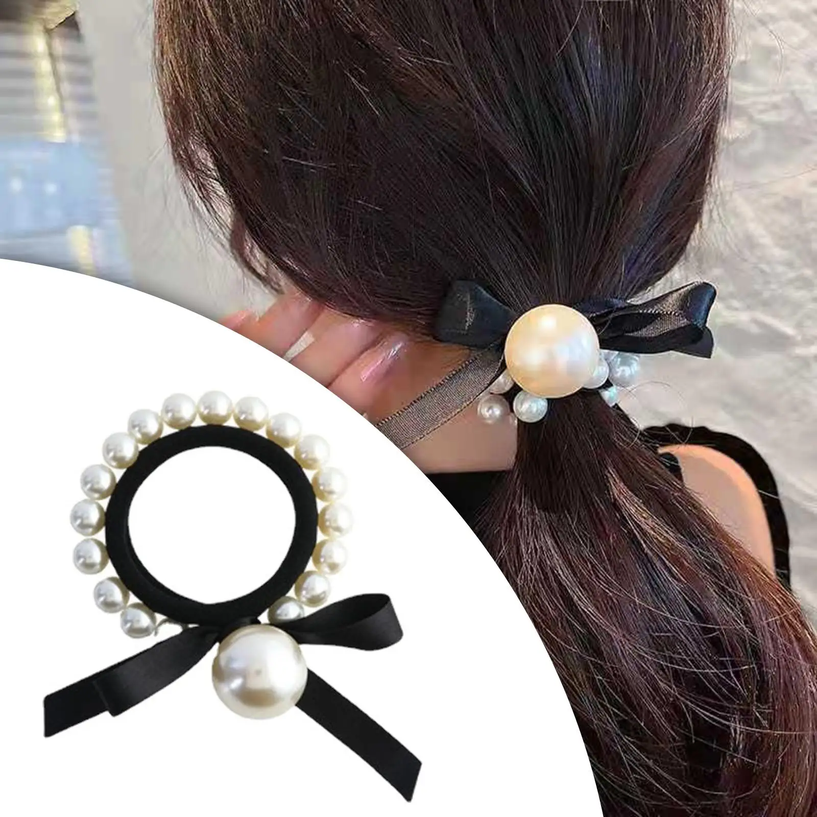 Mode Perle elastische Haar gummis Pferdes chwanz halten Haarschmuck Scrunchie