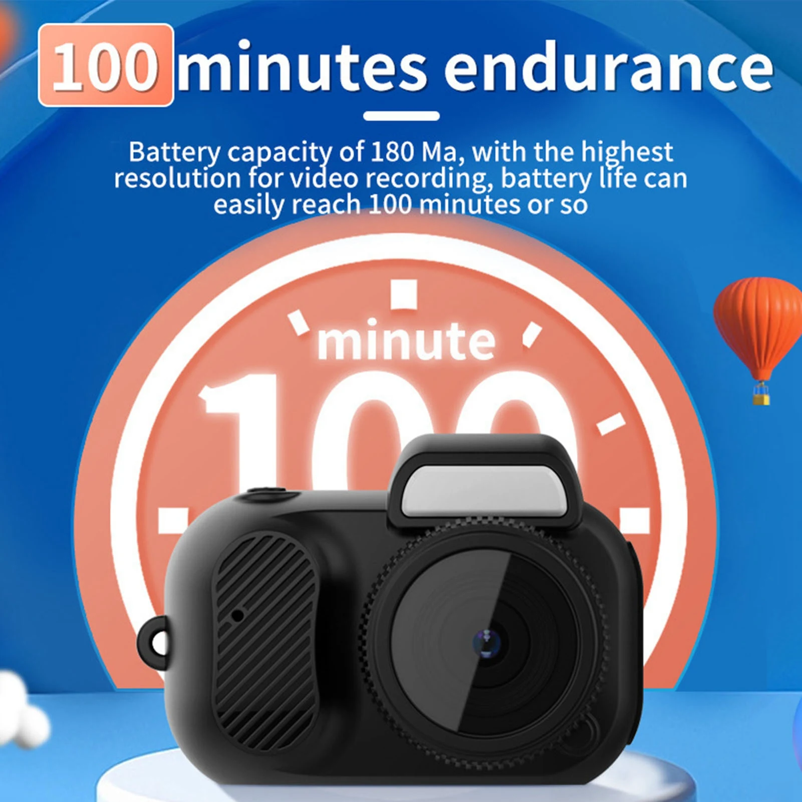 ZK30 Mini Digital Camera 1080P 2 MP 100 Minutes Battery Life Small Video Camera With Color Screen Wrist Strap for Teens Students