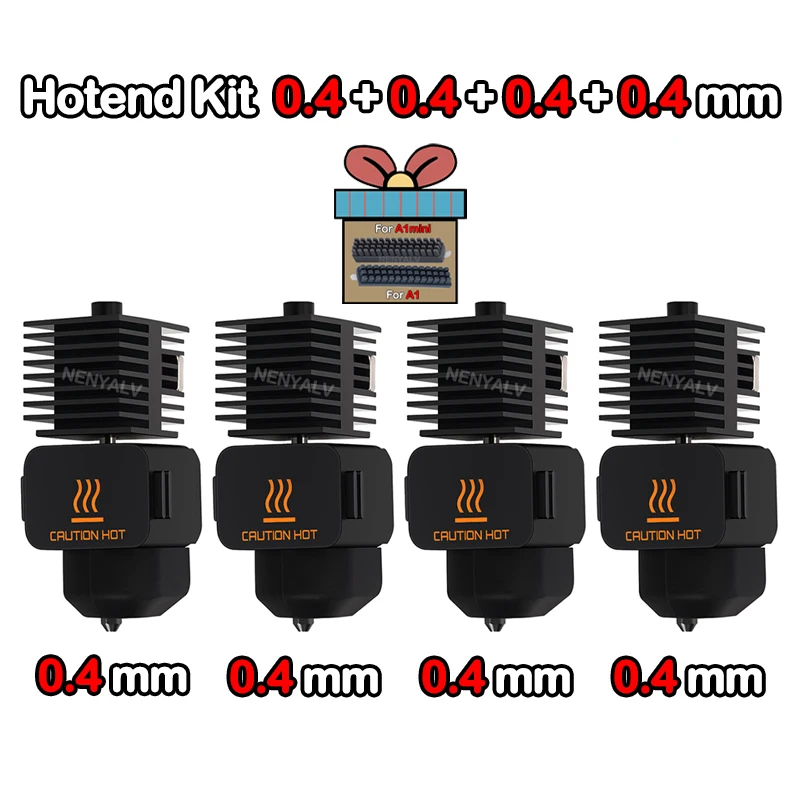 Hotend Voor Bambu Lab A1 mini Montage Hotend Kit 0.2 0.4 0.6 0.8MM Vervangbaar Mondstuk Voor 3D printer Bamboo Lab A1/A1 mini